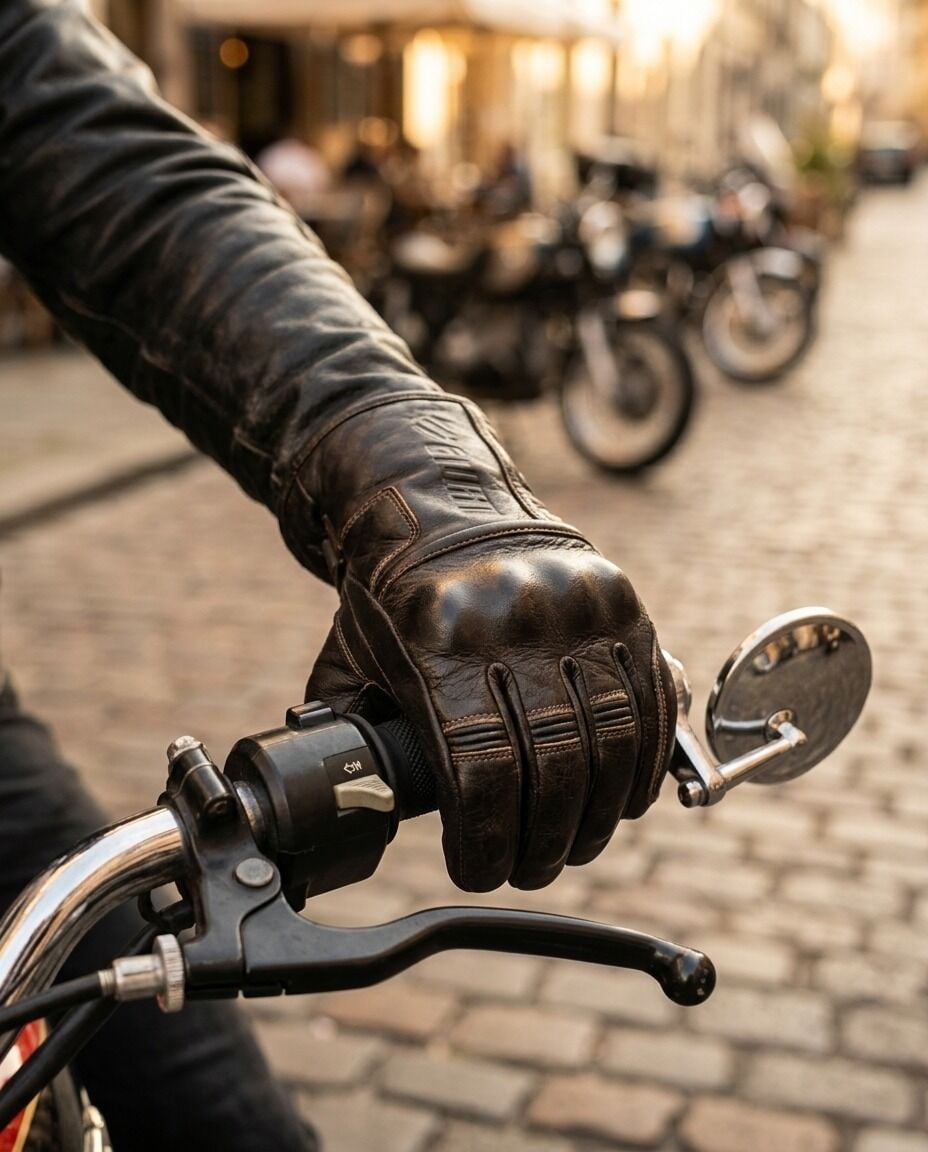 Durt Retro Deri Motosiklet Eldiveni