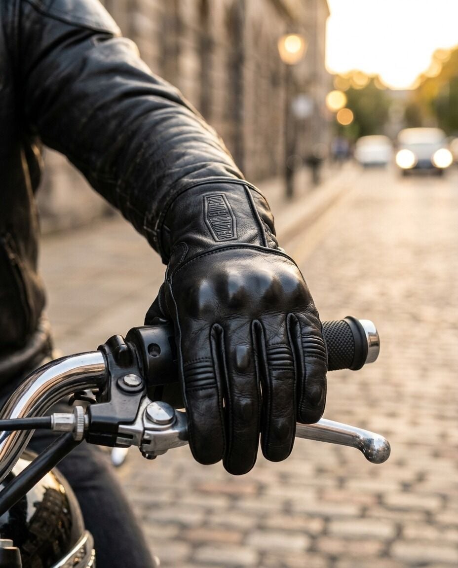 Aspidex Retro Deri Motosiklet Eldiveni