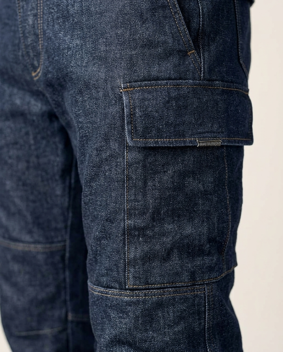 Durt Koyu Mavi Jean Motosiklet Pantolonu