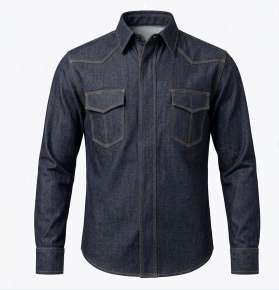 Denim Turuncu İplik Gömlek. 600D Polyester Kumaş Takviyeli