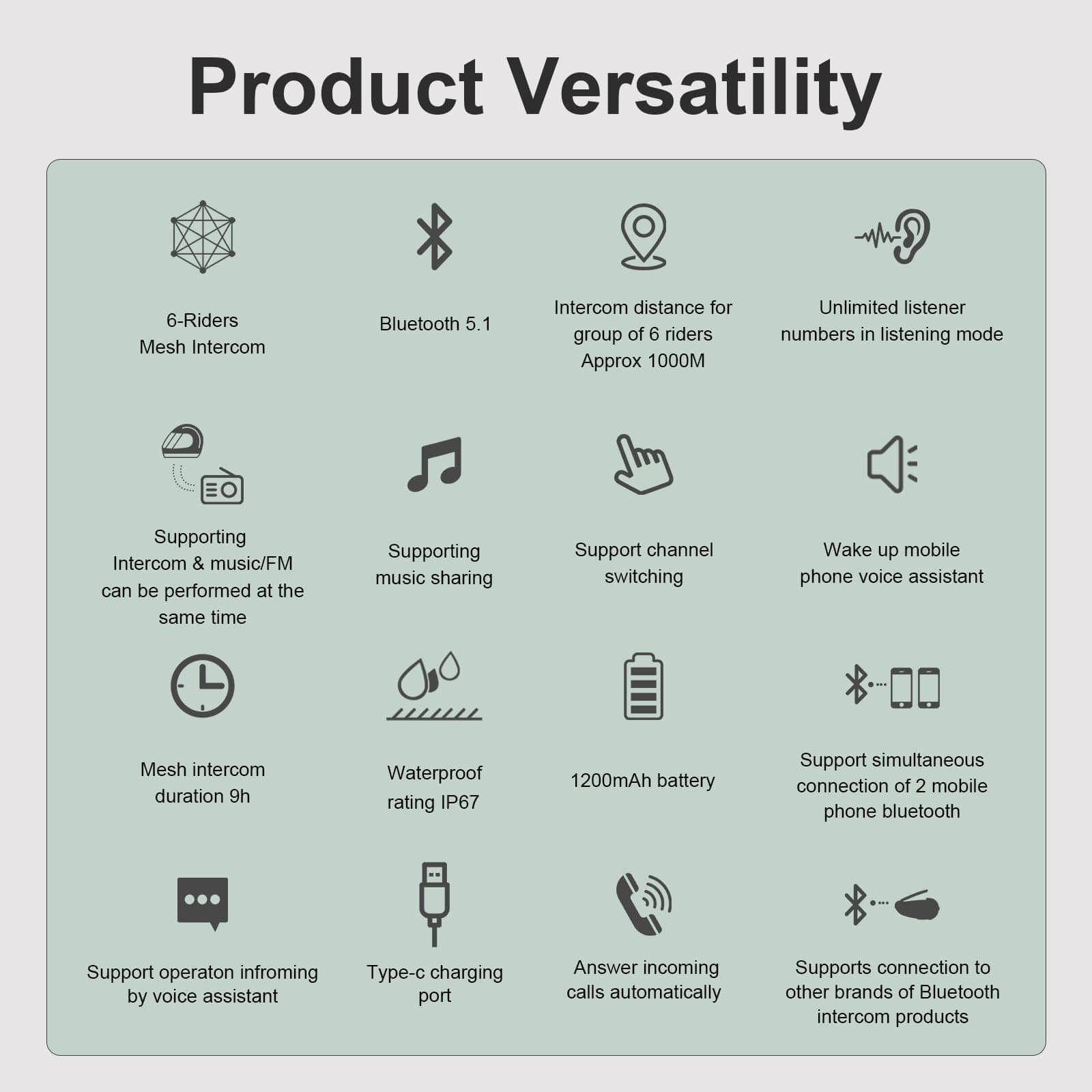 EJEAS Q8 Bluetooth 5.1 motosiklet interkom