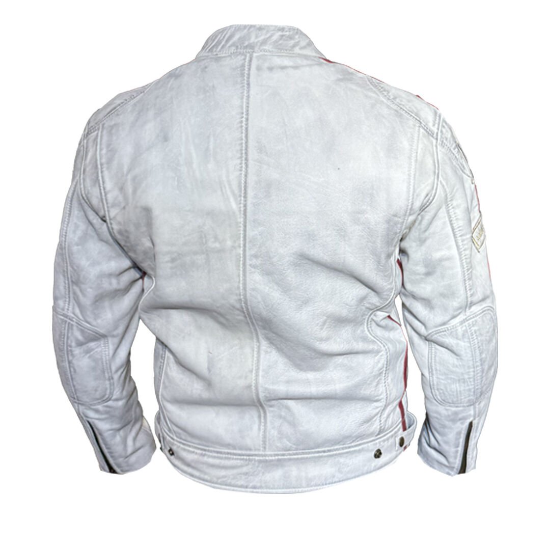 EN 17092-4:2020 Onaylı .Beyaz Retro Motosiklet Deri Montu.