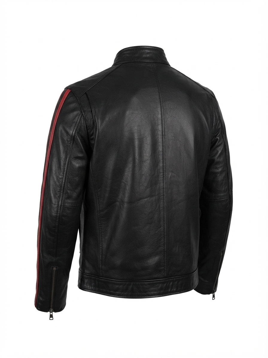 Durt Retro Siyah Deri Motosiklet Montu
